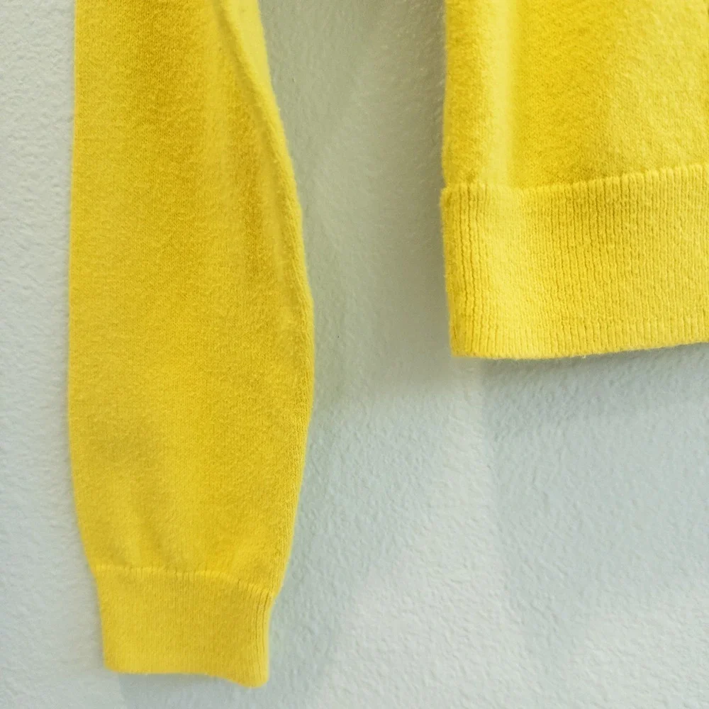 Gap Kids Cardigan Sweater Girls M Yellow Button Front Cropped Preppy Twee Layer